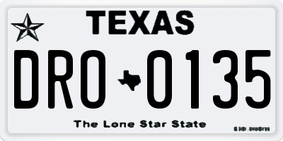 TX license plate DRO0135