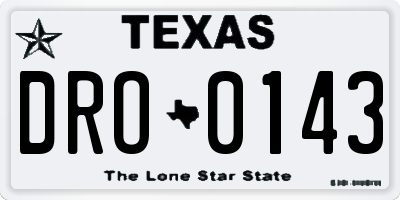 TX license plate DRO0143
