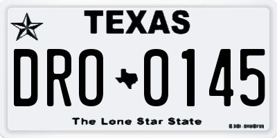 TX license plate DRO0145