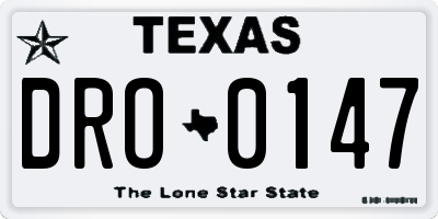 TX license plate DRO0147