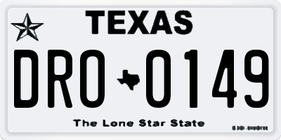 TX license plate DRO0149