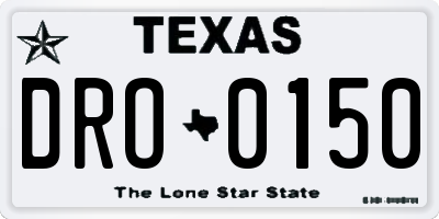 TX license plate DRO0150