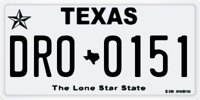 TX license plate DRO0151
