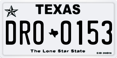 TX license plate DRO0153