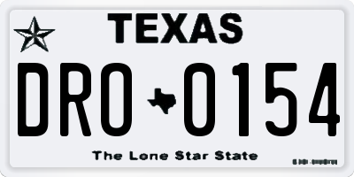 TX license plate DRO0154