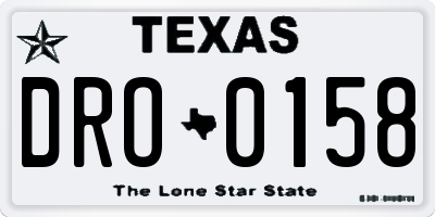 TX license plate DRO0158
