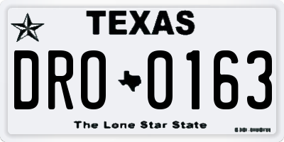 TX license plate DRO0163