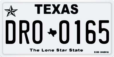 TX license plate DRO0165