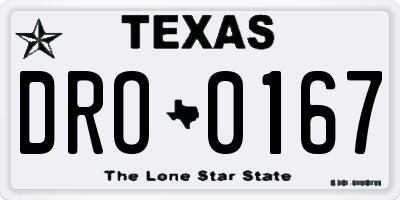 TX license plate DRO0167