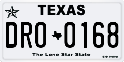 TX license plate DRO0168