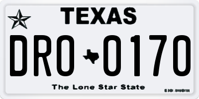 TX license plate DRO0170