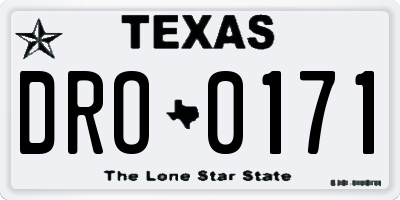 TX license plate DRO0171