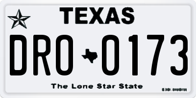 TX license plate DRO0173