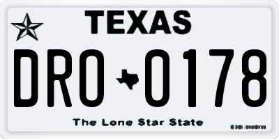 TX license plate DRO0178