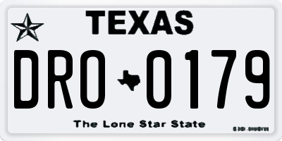 TX license plate DRO0179