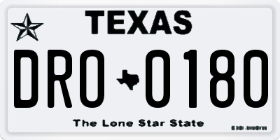 TX license plate DRO0180