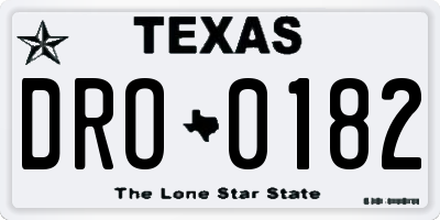 TX license plate DRO0182