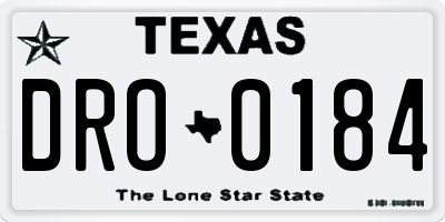 TX license plate DRO0184