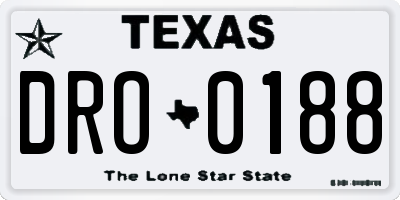 TX license plate DRO0188