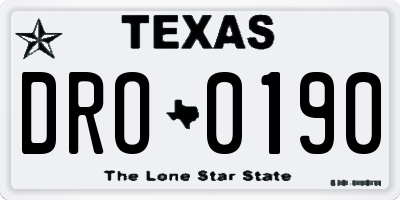 TX license plate DRO0190