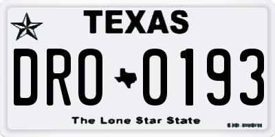 TX license plate DRO0193