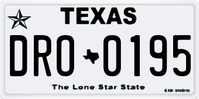 TX license plate DRO0195