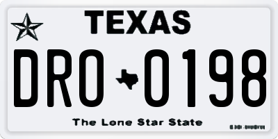 TX license plate DRO0198