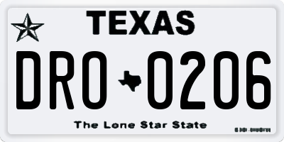 TX license plate DRO0206