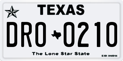 TX license plate DRO0210