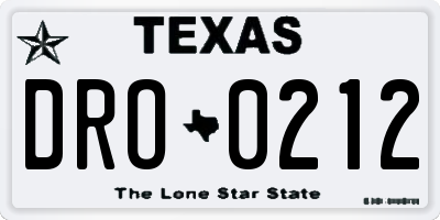 TX license plate DRO0212