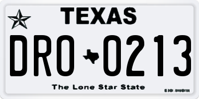 TX license plate DRO0213