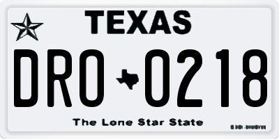 TX license plate DRO0218