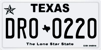 TX license plate DRO0220