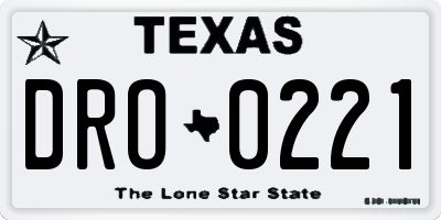TX license plate DRO0221