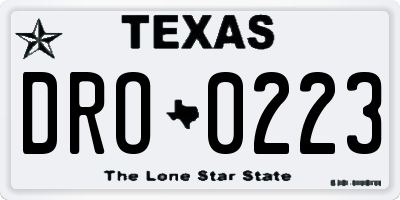 TX license plate DRO0223