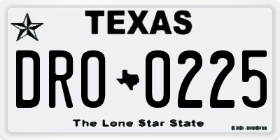 TX license plate DRO0225
