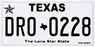 TX license plate DRO0228