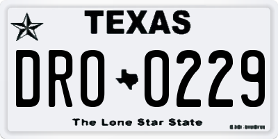 TX license plate DRO0229