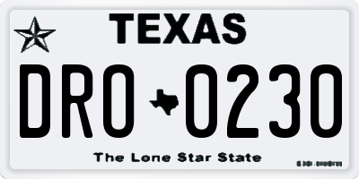 TX license plate DRO0230