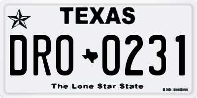 TX license plate DRO0231