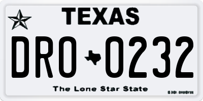 TX license plate DRO0232