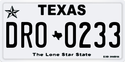 TX license plate DRO0233