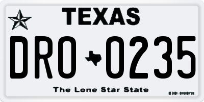 TX license plate DRO0235