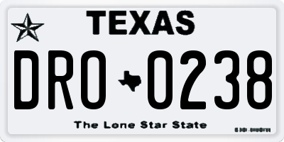TX license plate DRO0238