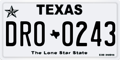 TX license plate DRO0243