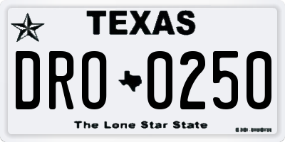 TX license plate DRO0250