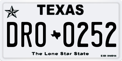 TX license plate DRO0252