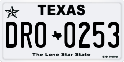 TX license plate DRO0253