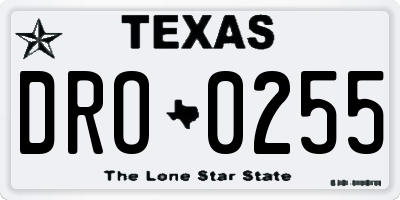 TX license plate DRO0255