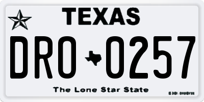 TX license plate DRO0257